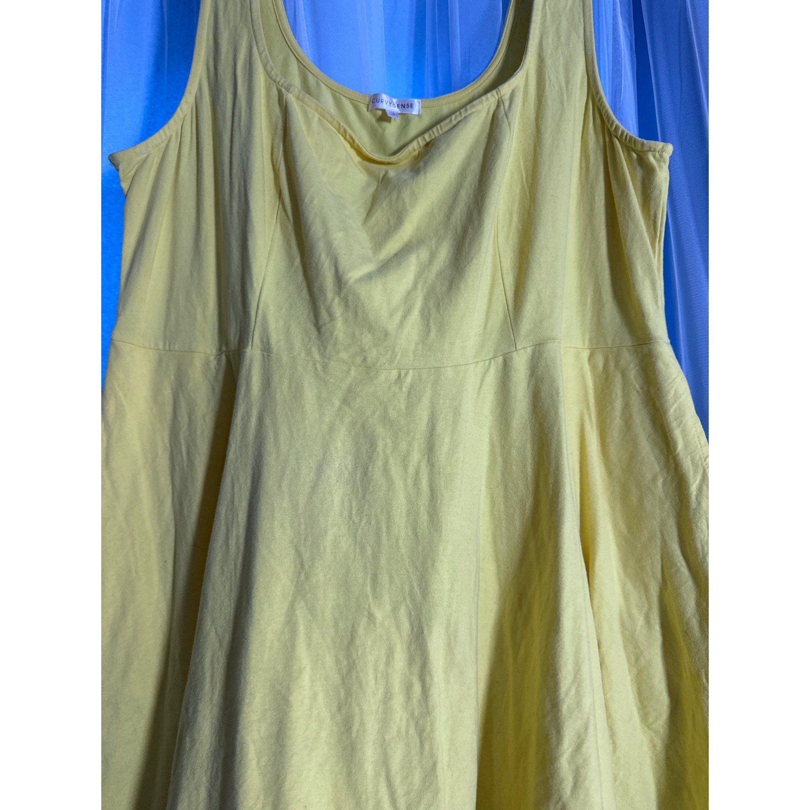 Curvy Sense Dress Women 3x Skater Yellow Sleeveless Pockets Euc — image 2 of 6